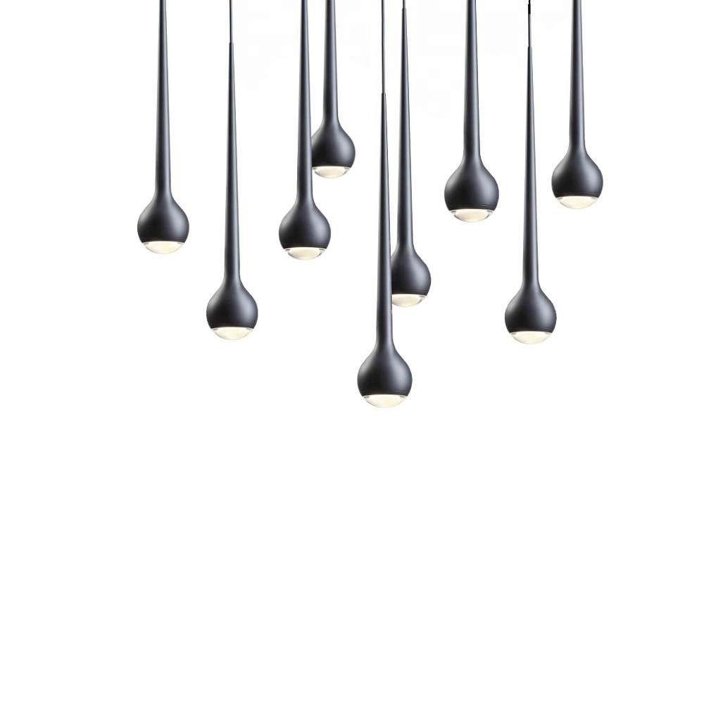 Post Modern Black or chrome dinning Metal raining Drop Ceiling Pendant Light for kitchen