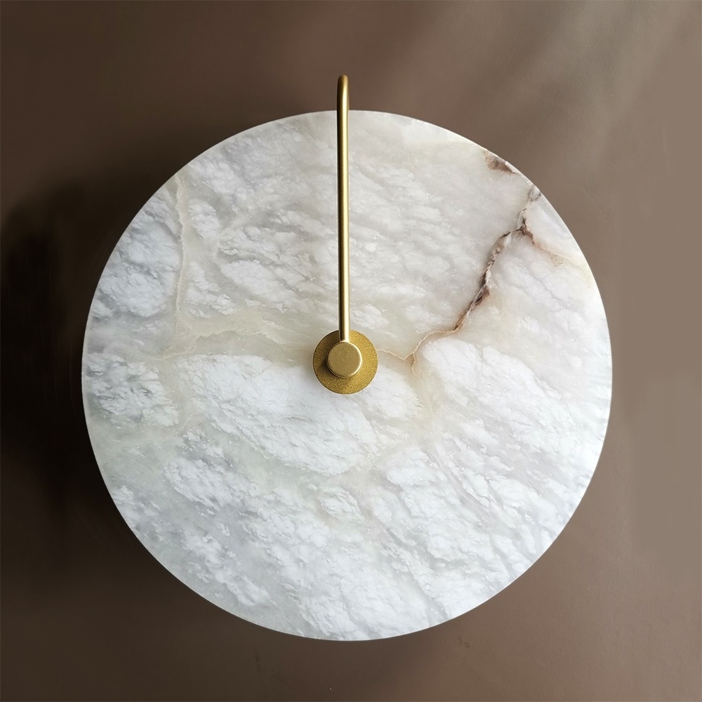 Modern Indoor brass Round Frosted White Marble LED Wall light for bedroom