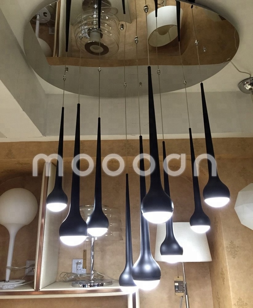 Contemporary single round black or chrome metal 5W LED kitchen water drop hanging pendant light