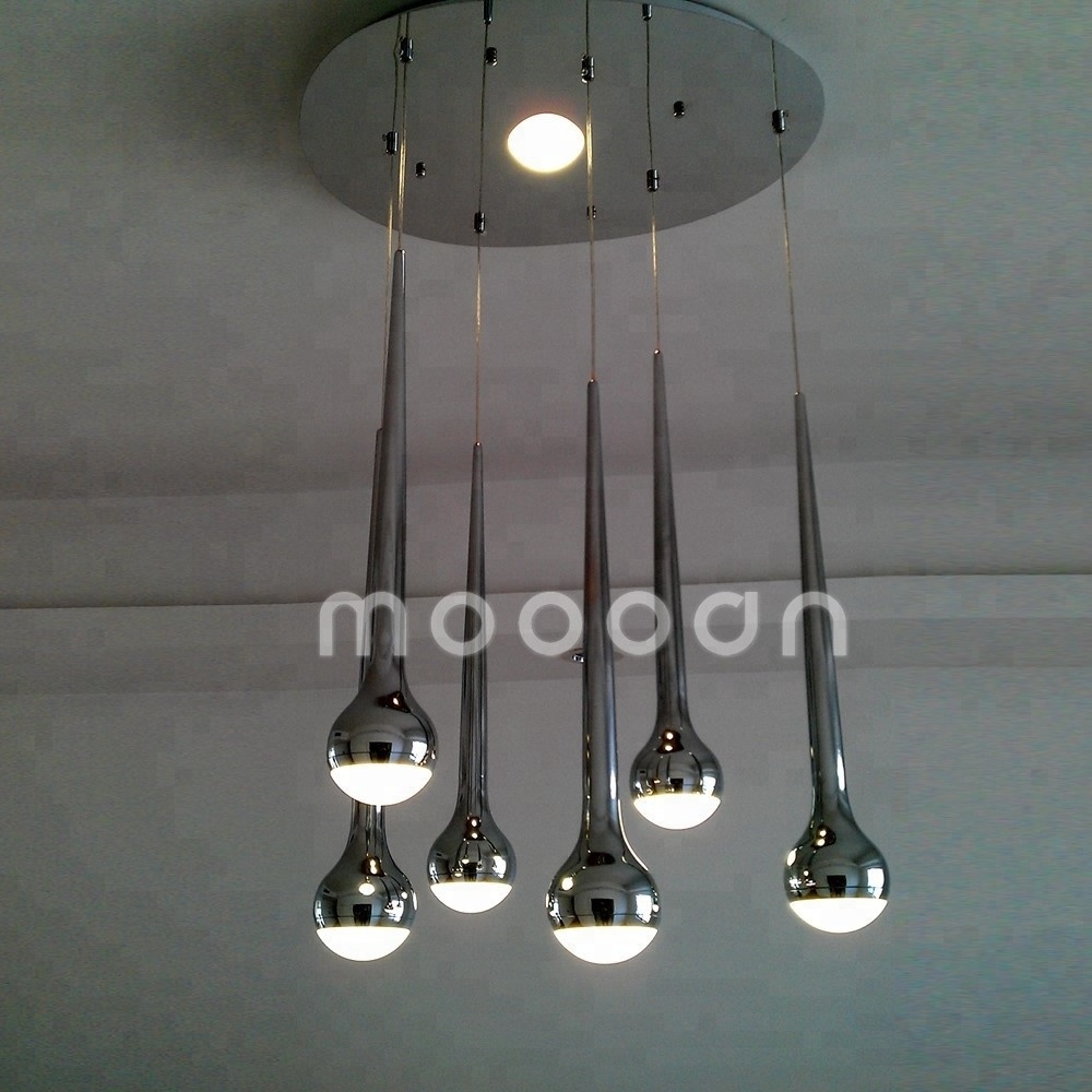 modern decorative black or chrome metal water drop 5W LED pendant light for dinning kitchen