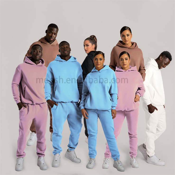 2023 Unisex Track Suit Plain Jogger 2 Piece Pants Set  Jogging Sweatsuit Sportswear Custom Logo 100% Cotton Sweat Suit Men Women