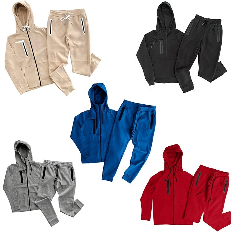 Wholesale Mens Sweat Suits Zips 2 Pieces Hoodie Set Jogging Suit Tech Fleece Track Suit Tracksuits For Men+S-3XL