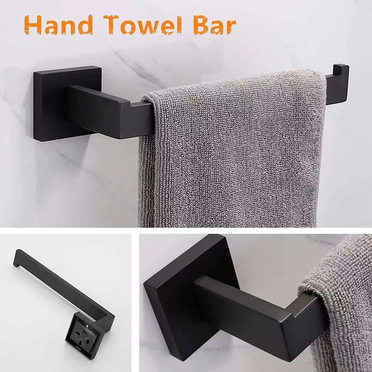 China Manufactory Bathroom Accessories Bath Towel Rack Wall Mounted Stainless Steel Bathroom Accessories Set