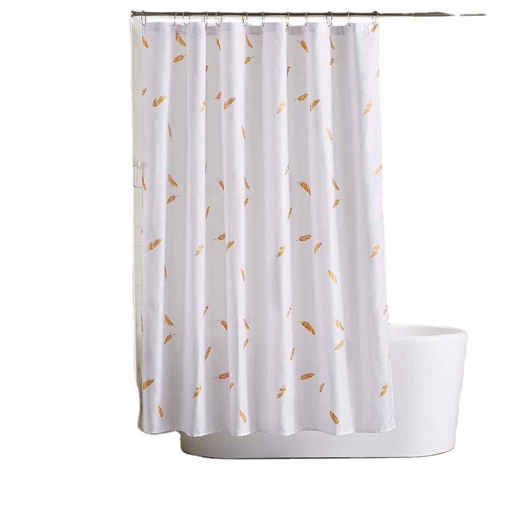 Metallic print Unique gold leaves shower curtain decorative Bathroom Curtains