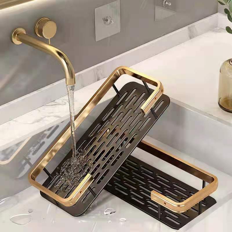 Luxury Durable Gold kitchen & Bathroom Shelf Organizer 2-pack Wall Mounted  Bath Shelf Rack Shower Caddy Shower Shelves