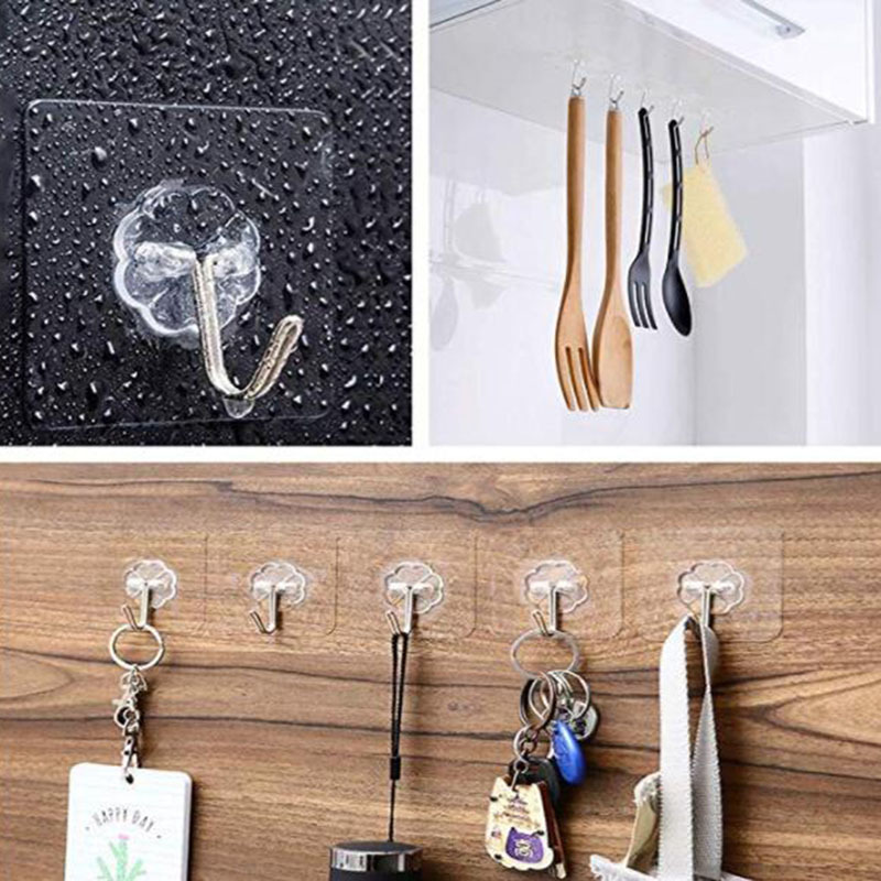 Adhesive Kitchen Wall Hooks Heavy Duty Nail Free Sticky Hangers With Stainless Utility Towel Bath Ceiling Hooks