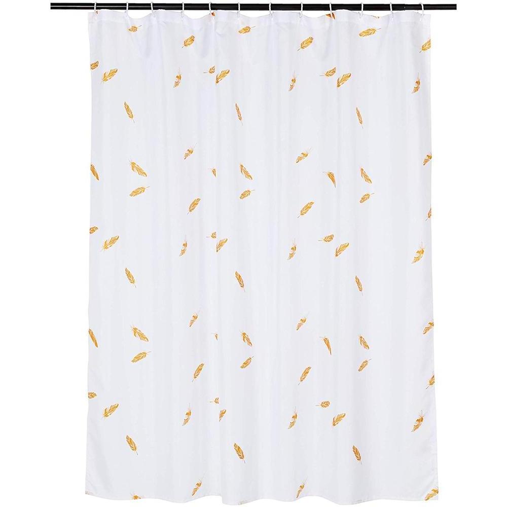 Metallic print Unique gold leaves shower curtain decorative Bathroom Curtains