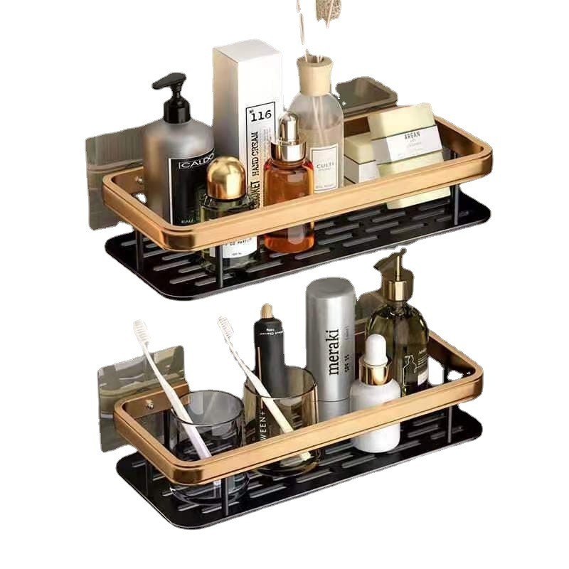 Luxury Durable Gold kitchen & Bathroom Shelf Organizer 2-pack Wall Mounted  Bath Shelf Rack Shower Caddy Shower Shelves