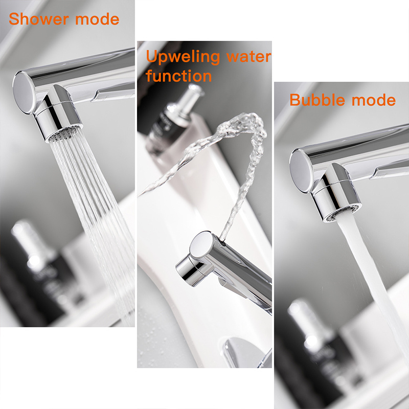 Luxury Matte Black Extension Hose Sprayer Bathroom Taps Premium Chrome Pull Out Bathroom Faucets