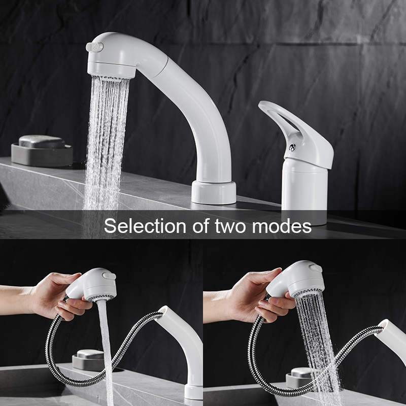 New Style Luxury Extension Hose Sprayer Bathroom Taps Single Handle Pull Out Wash Basin Faucets for Sale