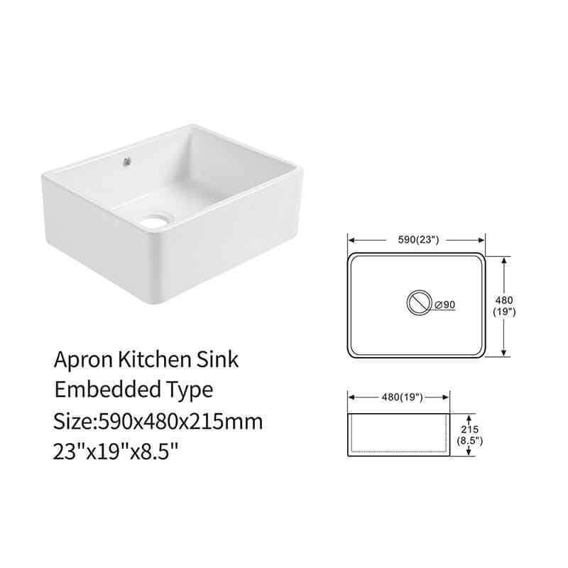 China Factory Farmhouse Sink Deep Single Bowl White Farm House Ceramic Kitchen Sink Farmhouse Sink