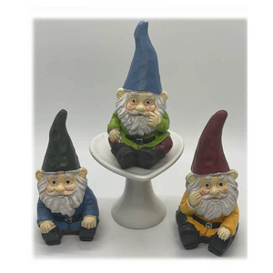 Spring Garden Gnome Mini Sitting Gnomes Set of 3 Miniature Unique Home Decor Yard Garden