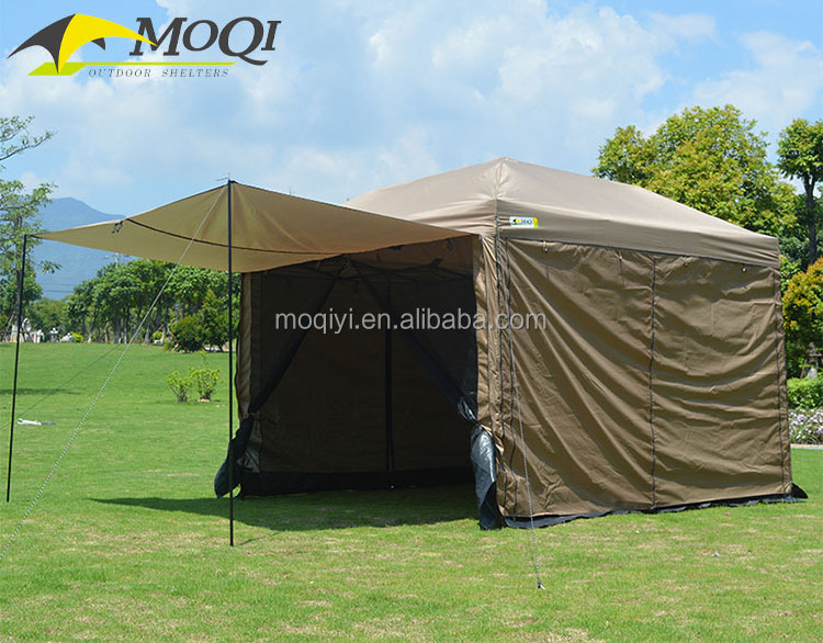 Outdoor Gazebo Canopy, Steel  Frame Outdoor Patio Gazebo with four moving  Polyester Curtains and Air Venting Screens