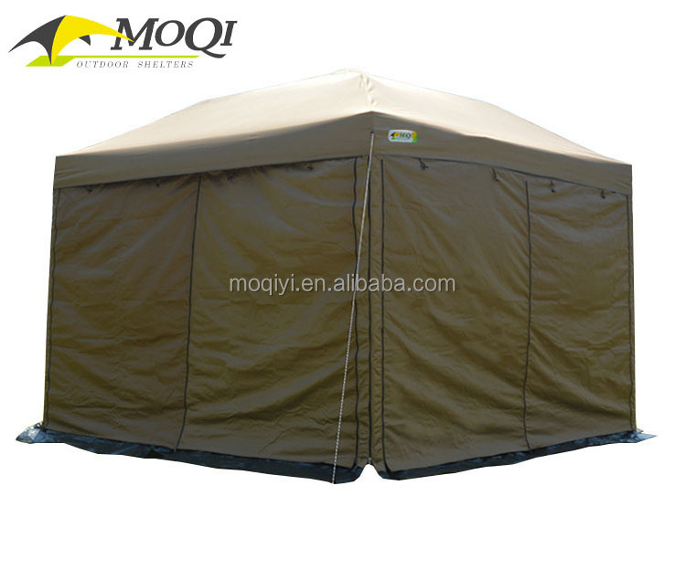 Outdoor Gazebo Canopy, Steel  Frame Outdoor Patio Gazebo with four moving  Polyester Curtains and Air Venting Screens