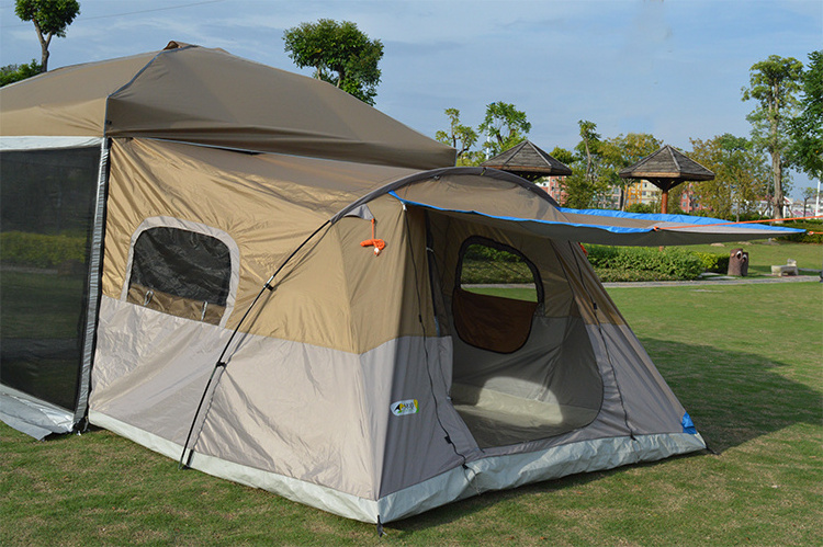 Factory Direct High Quality Outdoor Fold  Camping  Extension Tent, Fiberglass Pole  Family Tent with Oxford Fabric