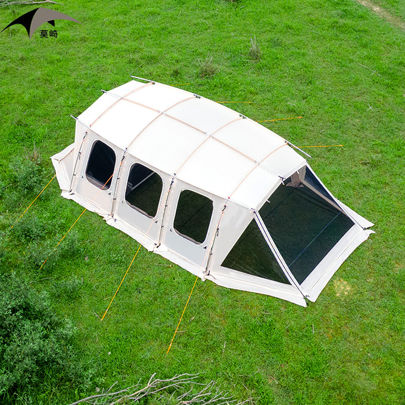 MOQI 4 Rooms Hiking Camping Shelter Outdoor Tunnel Tube Tent 8-15 Person Base Camp Large Family Cabin Tent