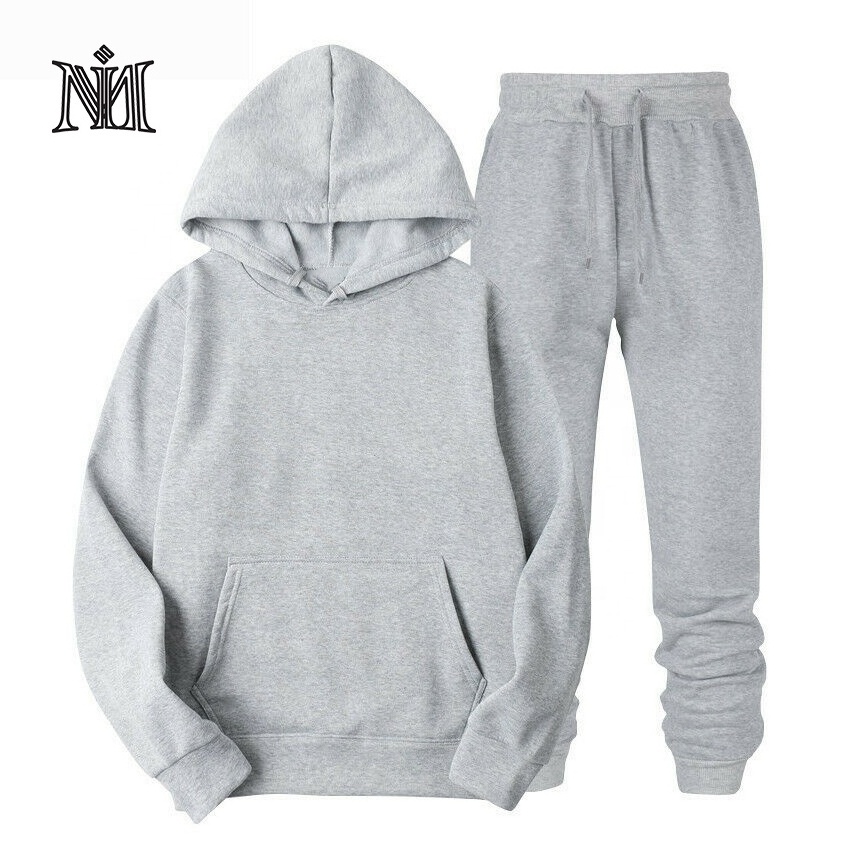 Fitness sweat suit for men plain unisex tracksuit white two piece suits 100% polyester cotton hoodies plain winter wears