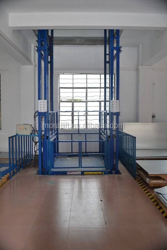 Guide rail used goods elevators for sale /vertical hydraulic freight elevator/warehouse cargo lift