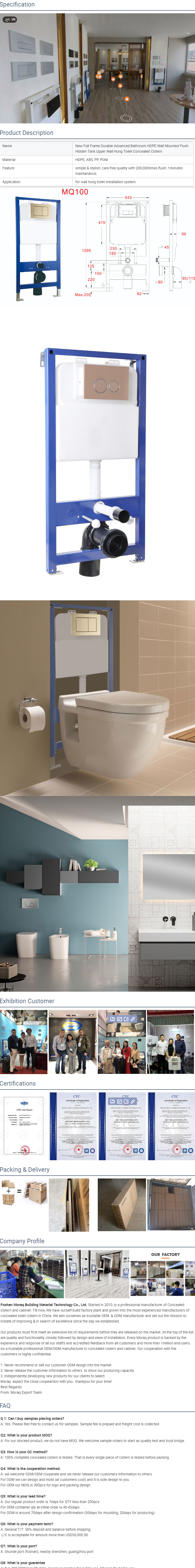 The hidden flush tank and flush panel have a variety of styles to meet the preferences of a variety of people