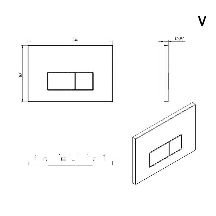 Hidden Water Tank Push Button SS 304 Panel Wall Hung Cistern  Stainless Steel Brushed Gold P V D Dual Flush