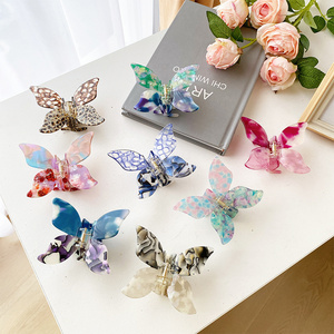 handmade pretty small hair accessories clips wholesale retro acetate claws jaw hair clips custom butterfly hair clip claws women