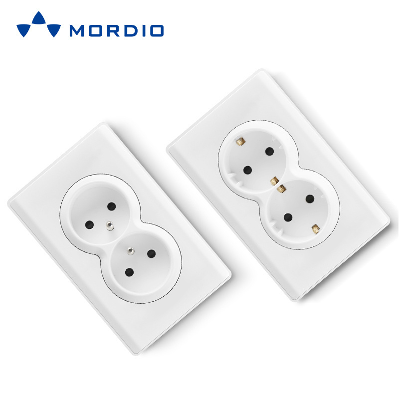 European electric wall switch and socket white 16A 2P+E socket with 2usb ports and square big button light switch 220V-250V~