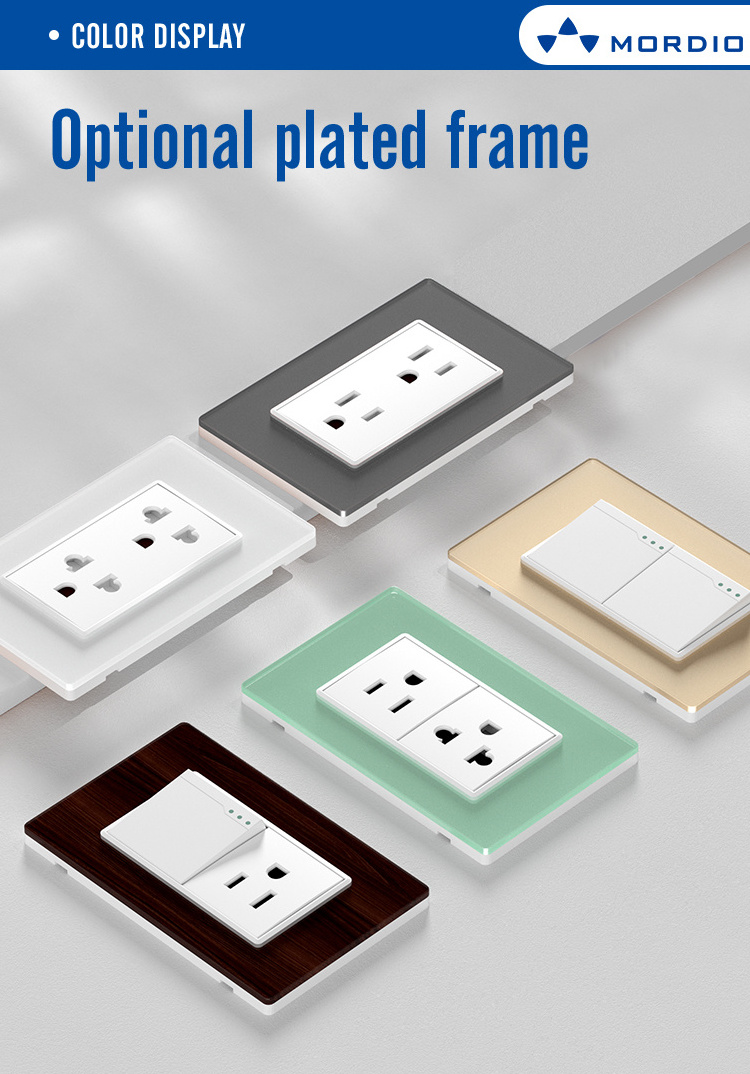 X1  light switch usa modern us standard smart wifi wall outlet plug socket acrylic glass panel switch socket