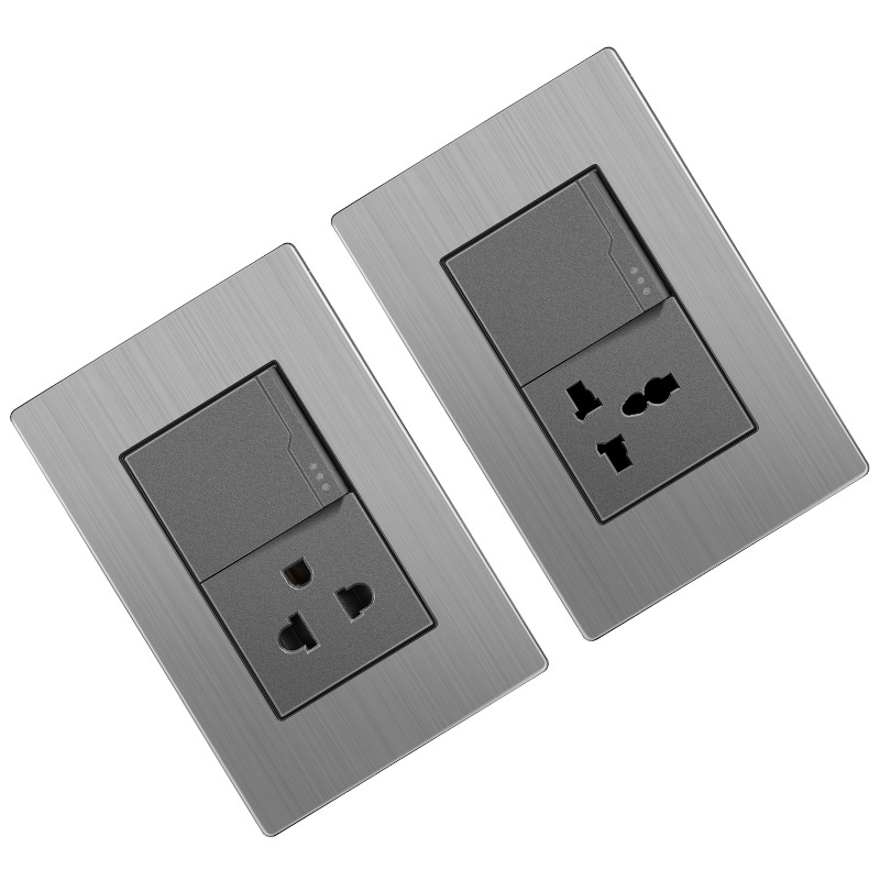 South American switch socket Metal frame 1gang switch for homes 220v-250v