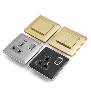 S3 Modern switch socket gold brown white cover touch light switch 220v~