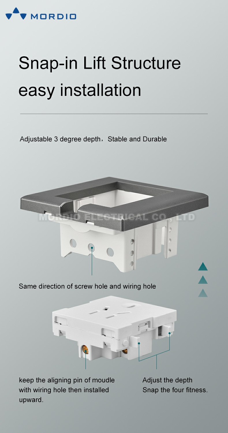 Factory Price  electric Cambodia Household Switched Socket recessed outlet hidden wall socket for Southeast Asia