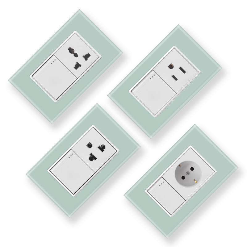 X1  light switch usa modern us standard smart wifi wall outlet plug socket acrylic glass panel switch socket