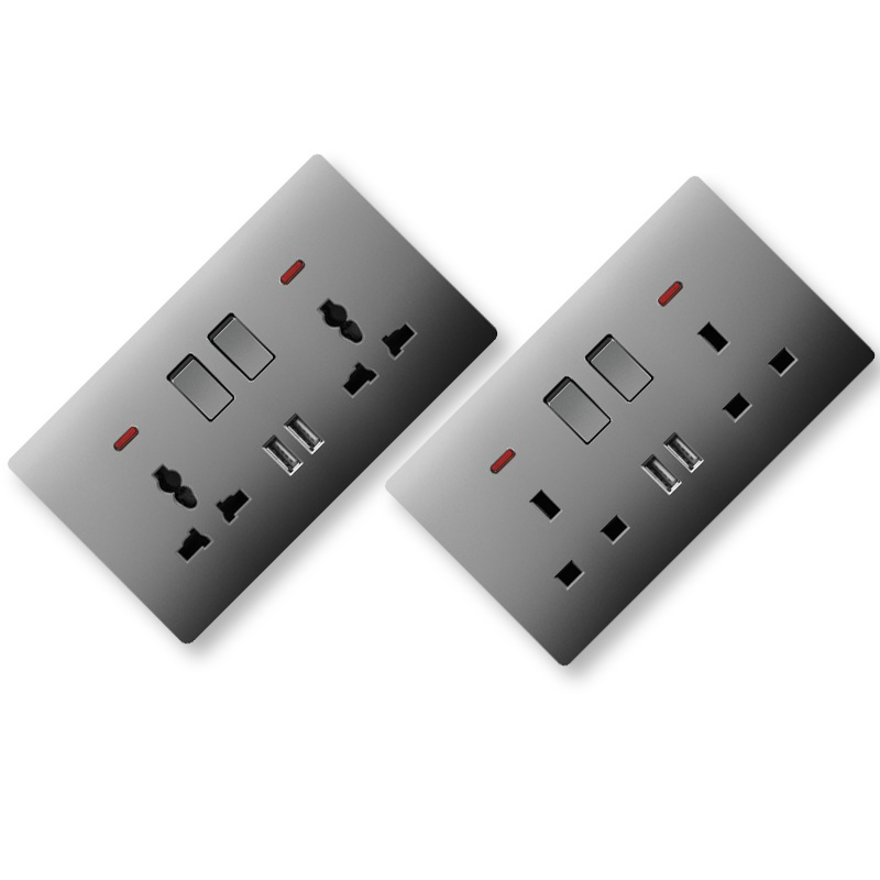 T4 electrical supplies UK/BS multi plug socket  wall switch socket Myanmar Cambodia Iraq electrical sockets and switches