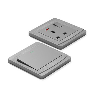 L1.5 SASO brushed grey PC painted board multi 13A USB charger wall socket cob light switch