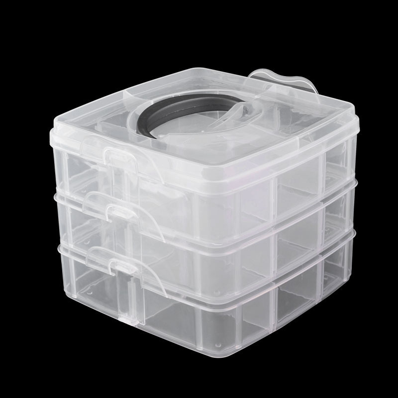 3-layers Detachable DIY Desktop Storage Box Clear Plastic Storage Box Jewelry Organizer Holder Cabinets For Beads Crafts Case