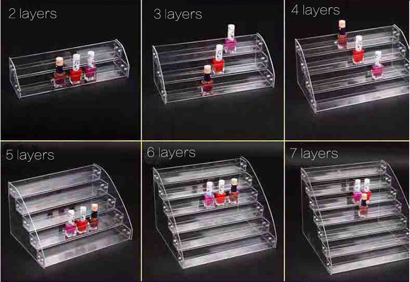 Acrylic Storage Rack Nail Tools Transparent Acrylic Nail Polish Salon Exhibition Wall 7 Layers Nail Polish Rack Storage Shelf