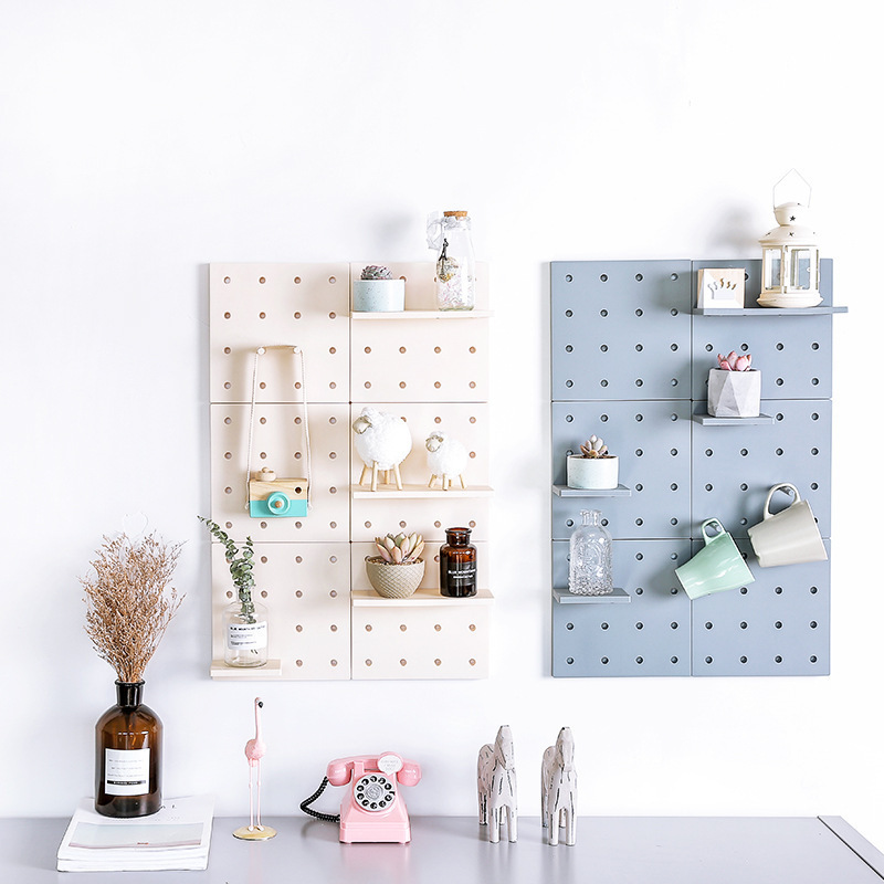 DIY Shelves Wall Storage Rack Hole Plate Storage Shelf Living Room Kitchen Bedroom Hanging Multi-layer Wall Shelf Storage