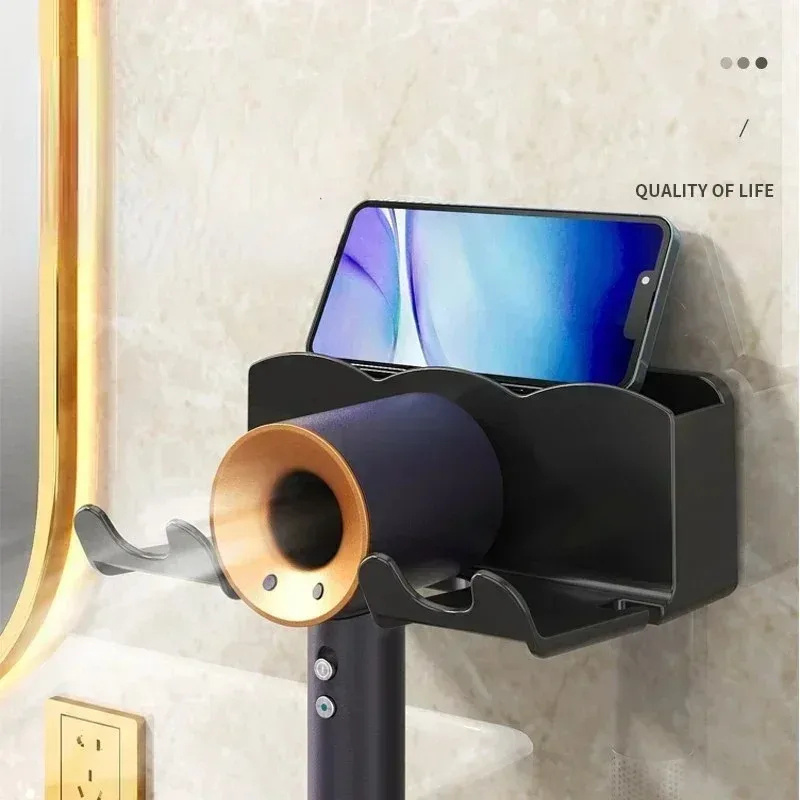 Wall Mounted Hair Dryer HoldBathroom Shelf without Drilling Plastic Hair dryer stand Bathroom Organizer