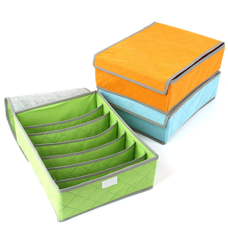 Non-woven Underwear Socks Bra Storage Box Foldable Drawer Organizer With Cover 7/16/24 Girds Wardrobe Closet Storage Organizer