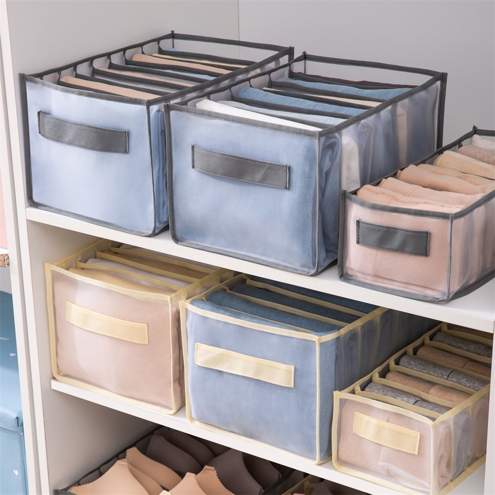 Mesh Storage Grid Pants Underwear Storage and Organization Box Wardrobe Drawer Layered Organization Bag compartment Hand Socks