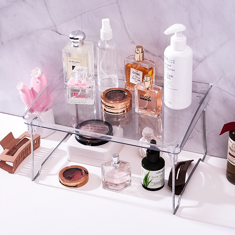 Luxury Transparent Multifunctional Storage Rack Kitchen Shelf Desktop Folding Cosmetics Bathroom Shelf