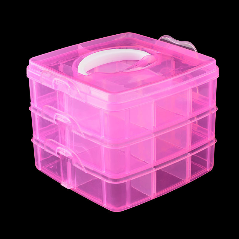 3-layers Detachable DIY Desktop Storage Box Clear Plastic Storage Box Jewelry Organizer Holder Cabinets For Beads Crafts Case