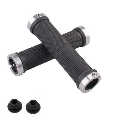 Bike Handlebar Grips Double Lock on Locking Bicycle Handlebar Grips Rubber Soft Anti-Skid Cycling Bike Grips for Mountain MTB