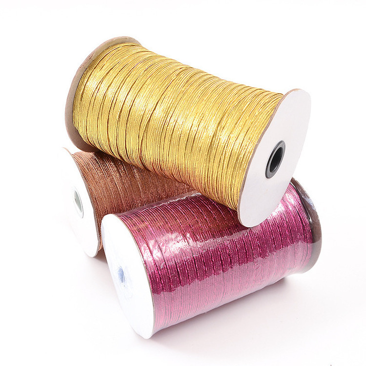 Hot Sale 1/4'' Glitter Elastic Band/Strap/String/Tape 6mm Metallic Stretchy Webbing for Hats/Garment/Notebook/Face Masks/Toys