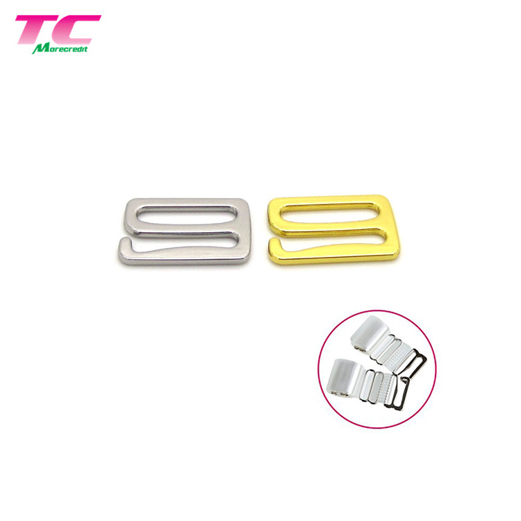 ECO Friendly Shiny Light Gold Metal Bra Adjuster Stock Bra Slider Hook Strap Clips