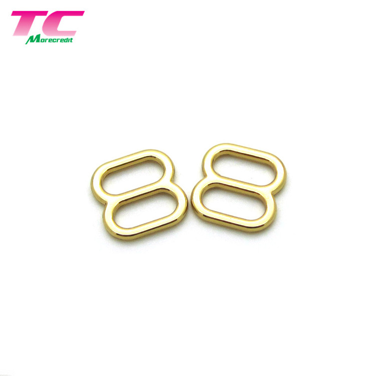 ECO Friendly Shiny Light Gold Metal Bra Adjuster Stock Bra Slider Hook Strap Clips