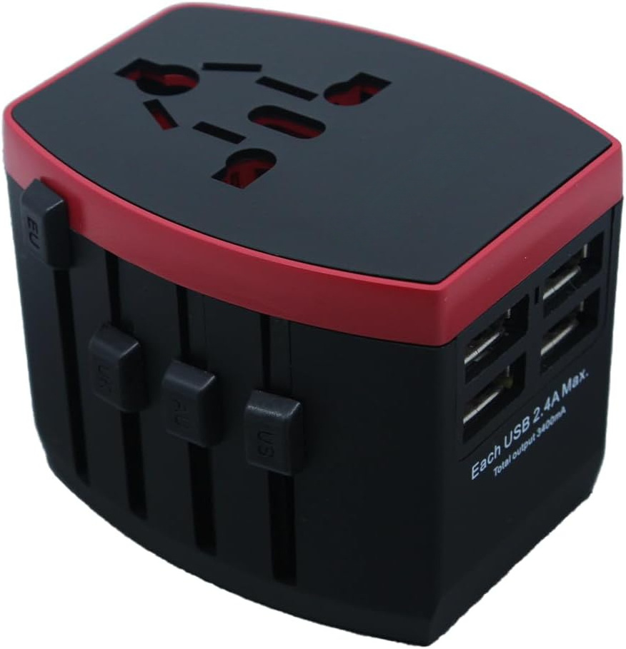 Universal Travel Adapter with 4 USB Ports All in One International Plug Adaptor and Power Charger for Worldwide Use