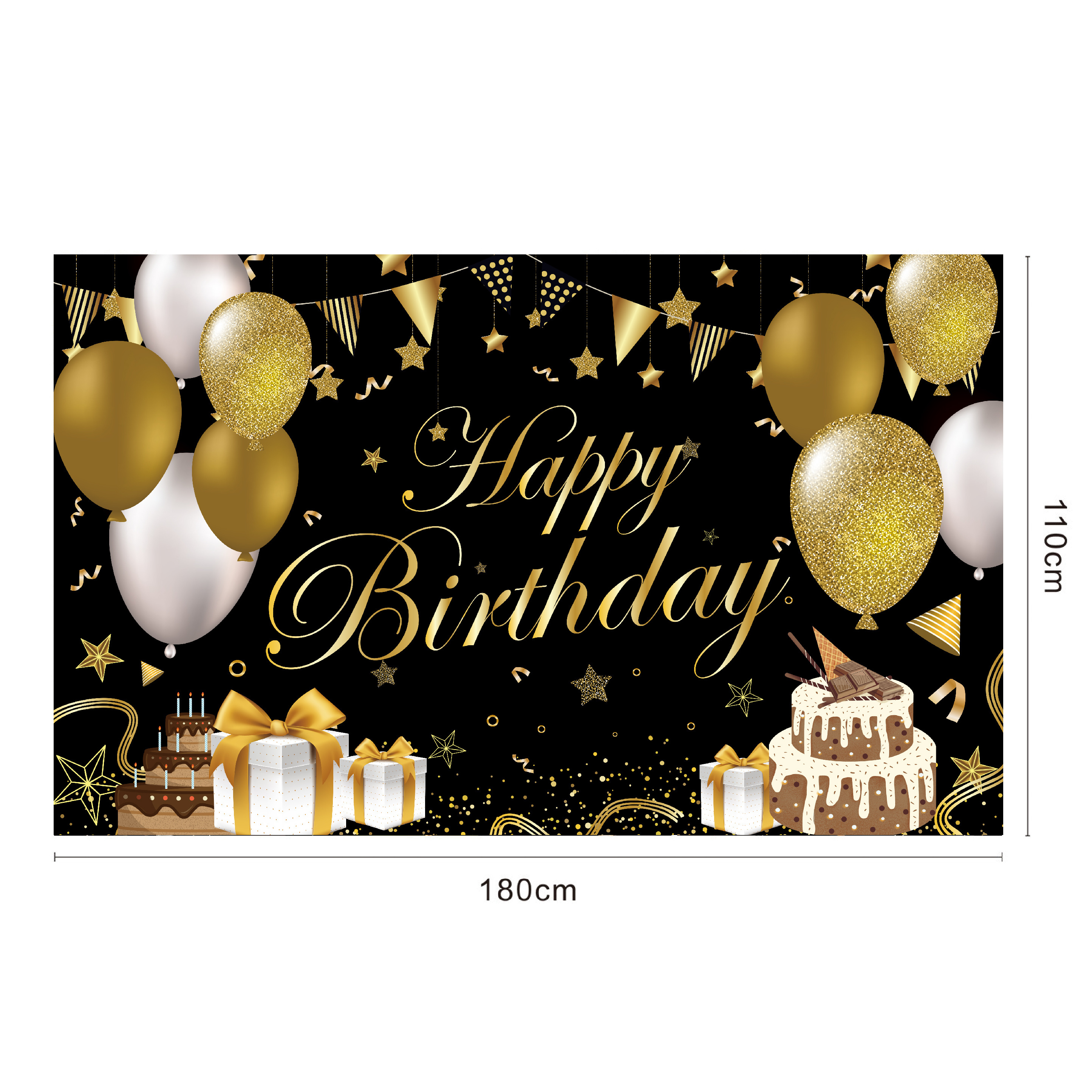 Fast Delivery Happy Birthday Banners Custom 100% Polyester Fabric 3.6*6 ft Birthday Backdrop Birthday Party Decorations