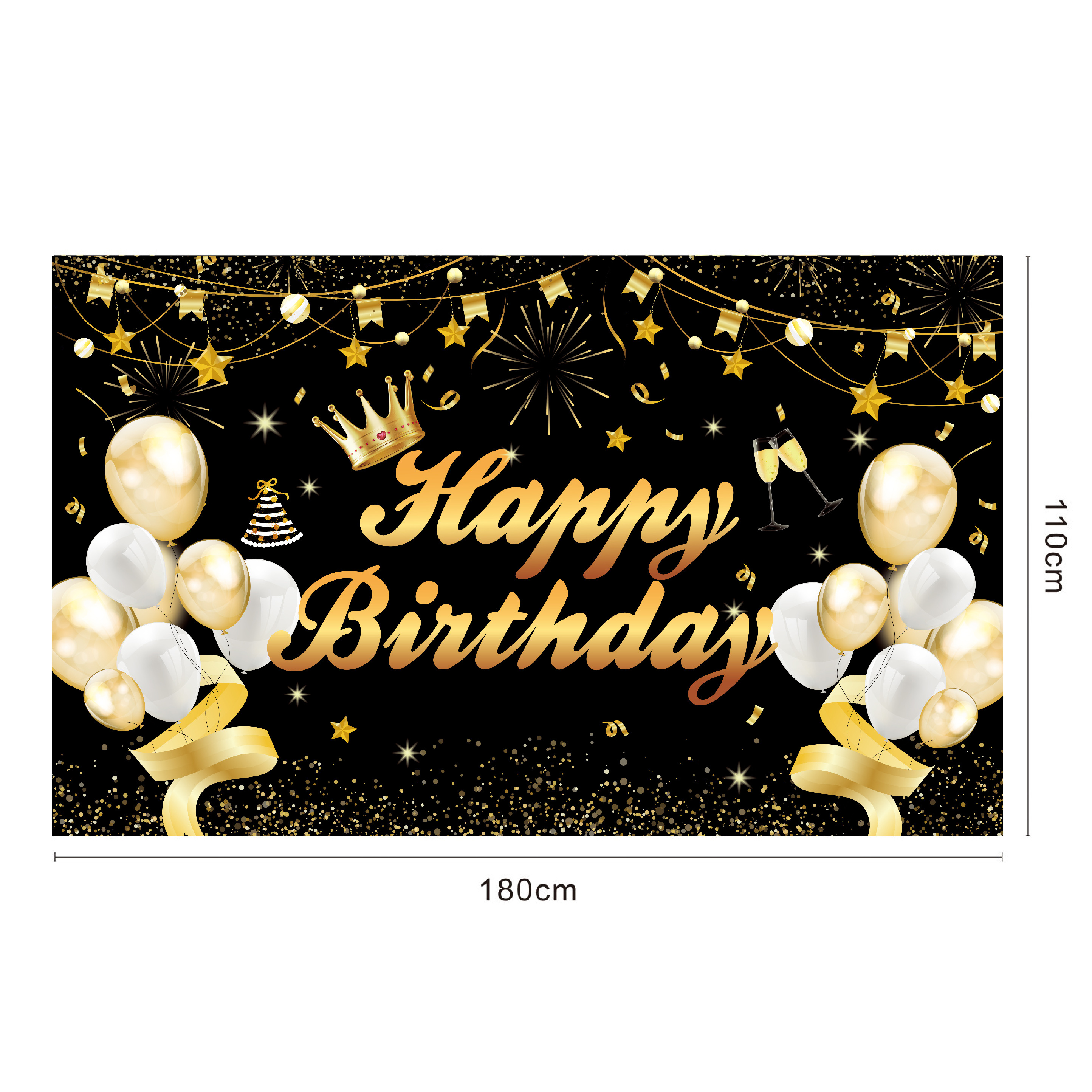 Fast Delivery Happy Birthday Banners Custom 100% Polyester Fabric 3.6*6 ft Birthday Backdrop Birthday Party Decorations