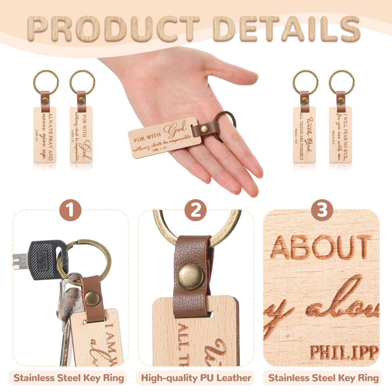 Wholesale Blanks Key chain Custom Laser Engrave Name Wooden Keychains