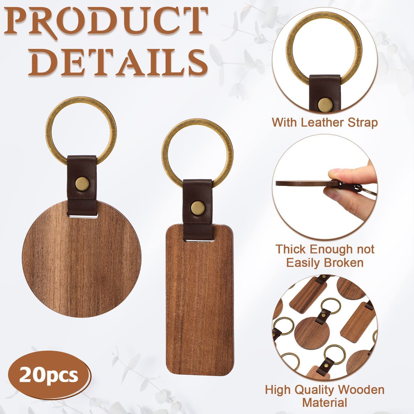 Wholesale Blanks Key chain Custom Laser Engrave Name Wooden Keychains